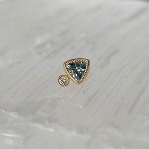 Modern Mood aquamarine & diamond Bodhi in yellow gold press fit piercing jewelry